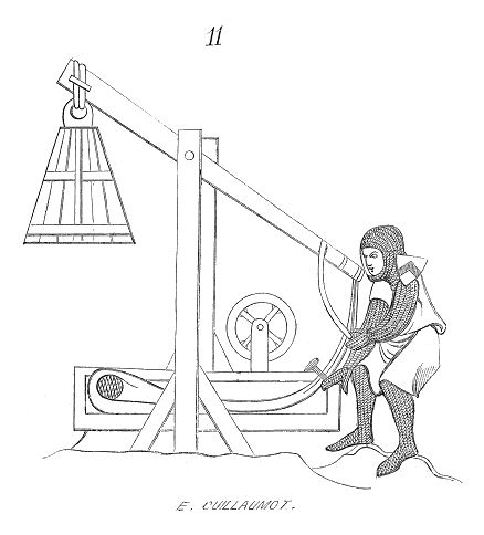 Medieval manuscript illustration of trebuchet by Villard de Honnecourt